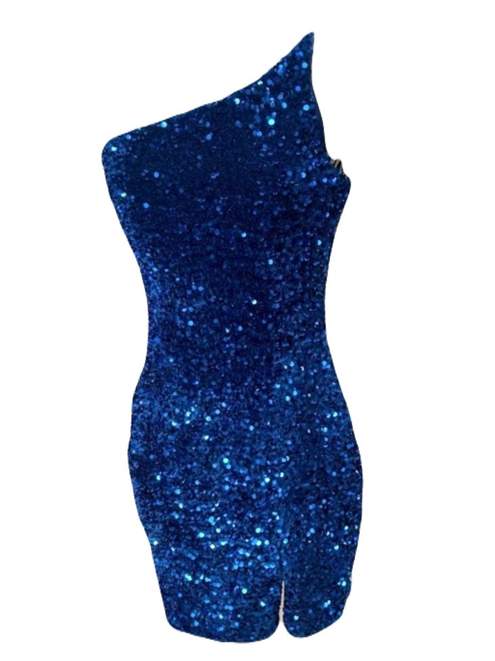 Electric Blue Sequin One Shoulder Mini Dress M